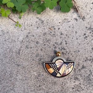 Geometric Pendant with Gold and Brown Accents